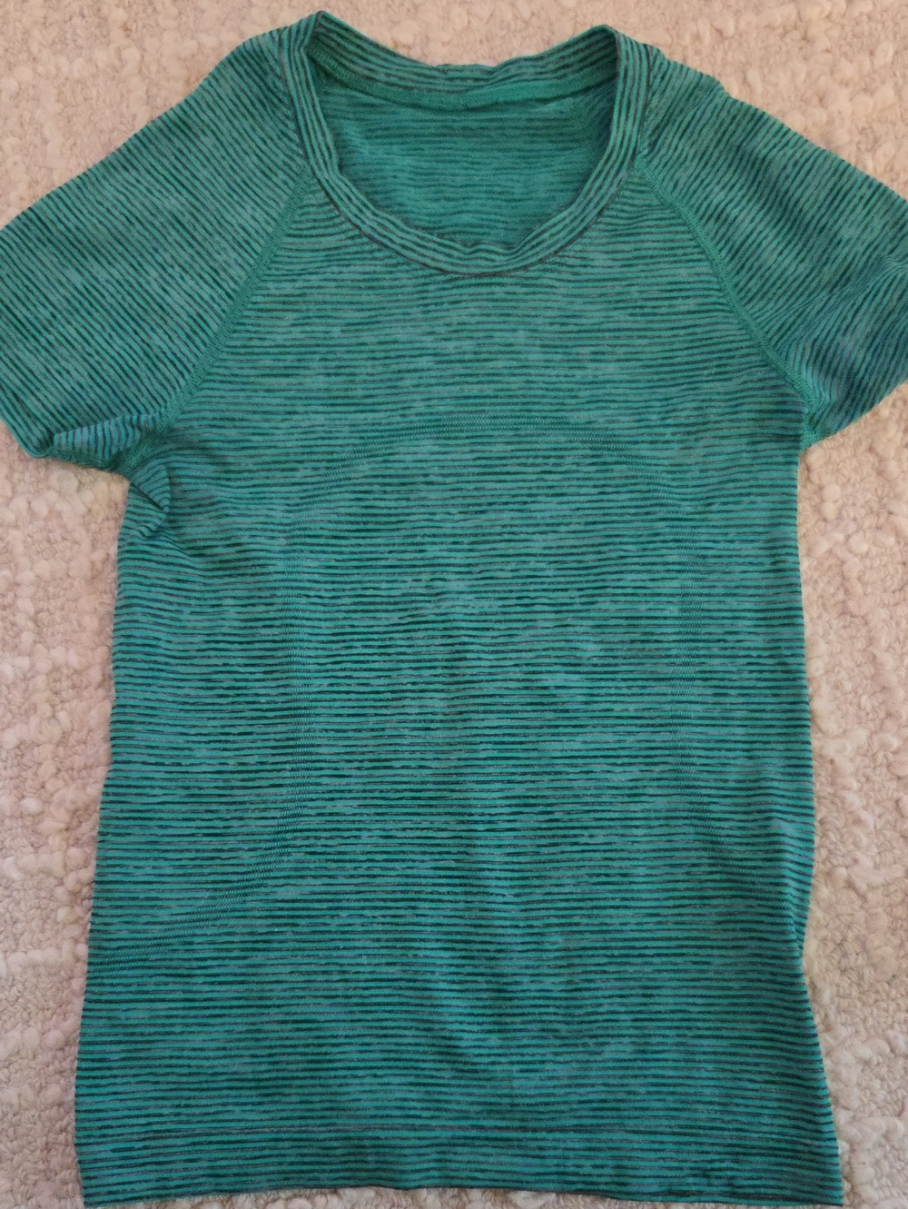 Women’s Short Sleeve Striped Crewneck Top - Teal